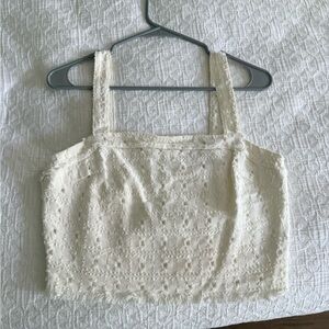 Lulu's Cream Sleeveless Crop Tank Top